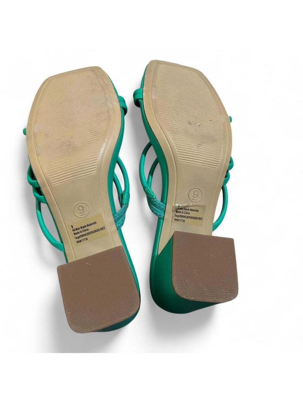 Size 9 A New Day Green Strappy Block Heel Sandals - Picture 6 of 6